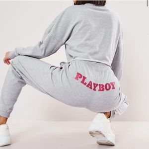 NWOT Playboy X Missguided slogan slim joggers sz8
